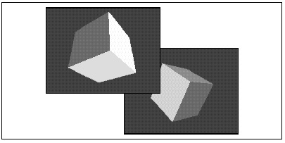 Figure 51.3  Sample screens from the 3-D cube program.