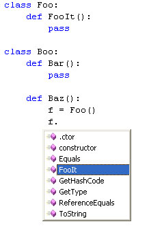 Boo Plugin code completion